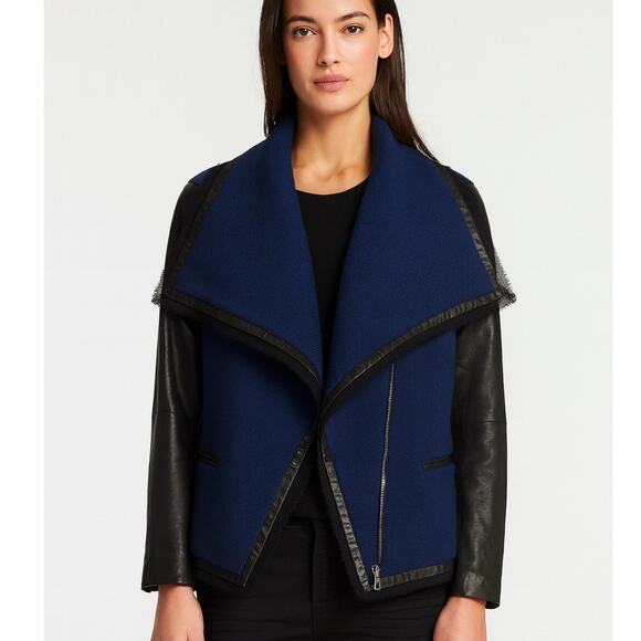 Vince Leather Sleeve Boucle Jacket - Picture 1 of 9